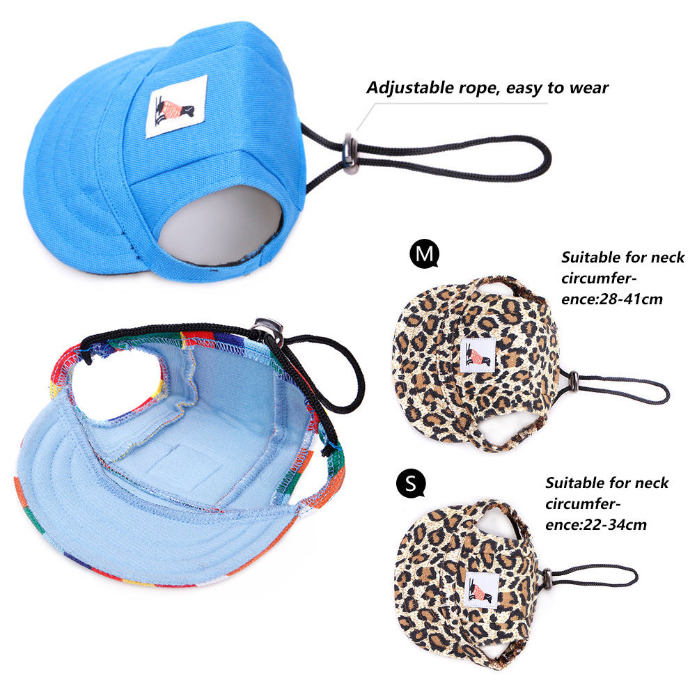 Pet Dog Baseball Cap Hat with Neck Strap Adjustable Comfortable Ear Holes for Small Medium Large Dogs in Ourdoor Sun Protection