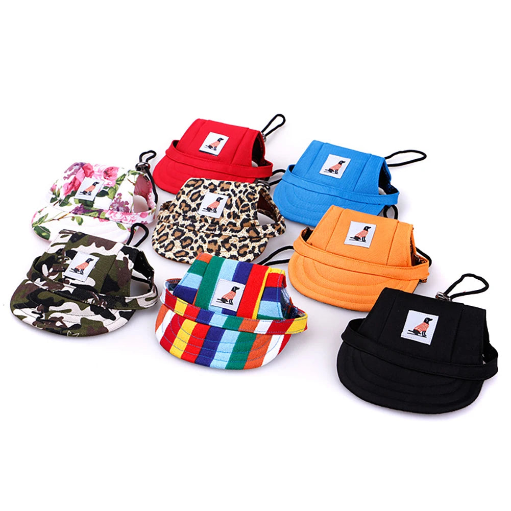 Pet Dog Baseball Cap Hat with Neck Strap Adjustable Comfortable Ear Holes for Small Medium Large Dogs in Ourdoor Sun Protection