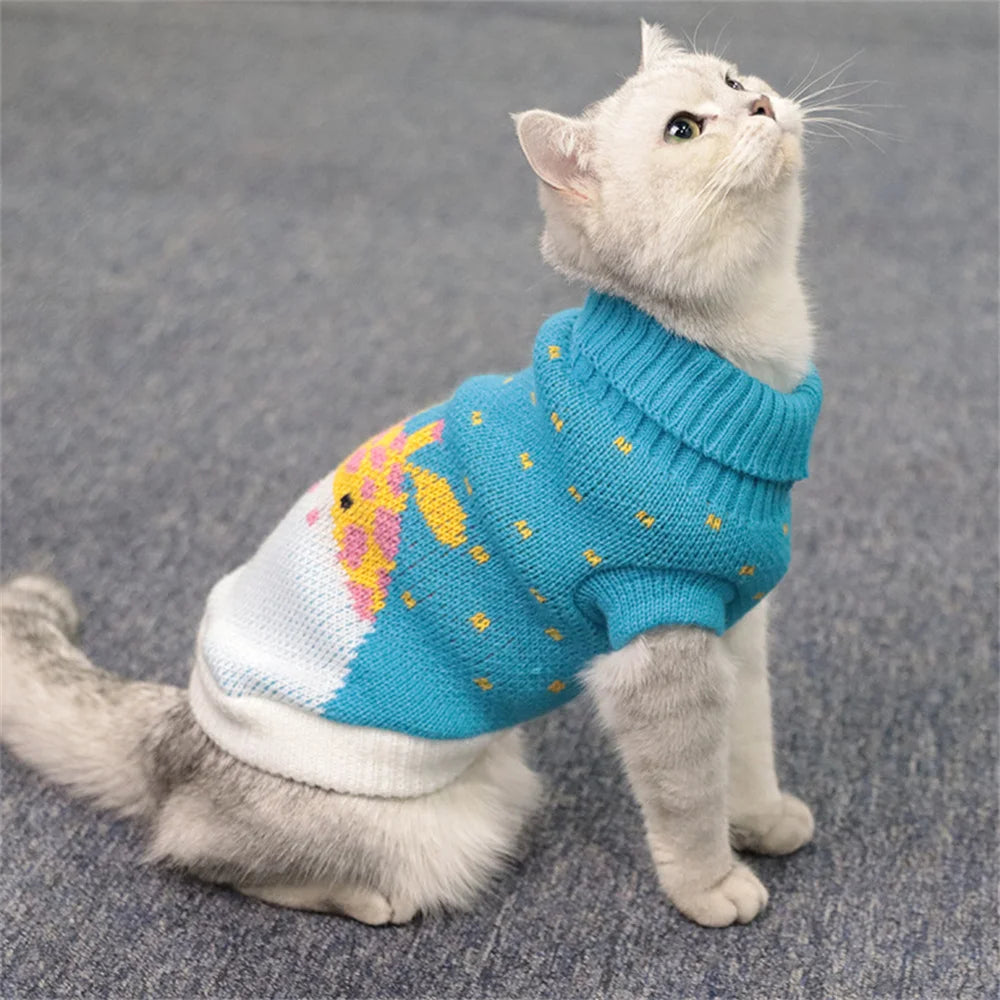 Popular Elk Print Cat Puppy Sweater Autumn Winter Pet Clothes Coat for Small Dogs Cats Cute Warm Sphynx Clothing Kitten Costume