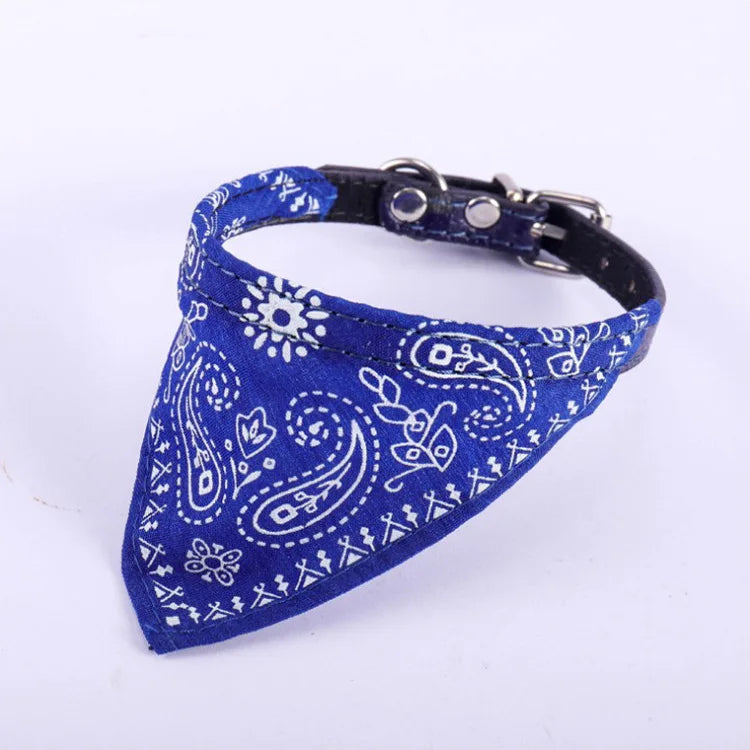 Pet Dog Neck Scarf Puppy Cat Dog Collar Bandana Collar Scarf with Leather Collar Accessories Adjustable Pet Puppy Cat Scarf