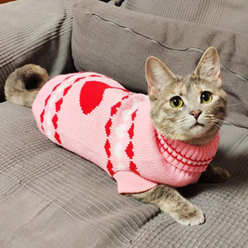 Popular Elk Print Cat Puppy Sweater Autumn Winter Pet Clothes Coat for Small Dogs Cats Cute Warm Sphynx Clothing Kitten Costume