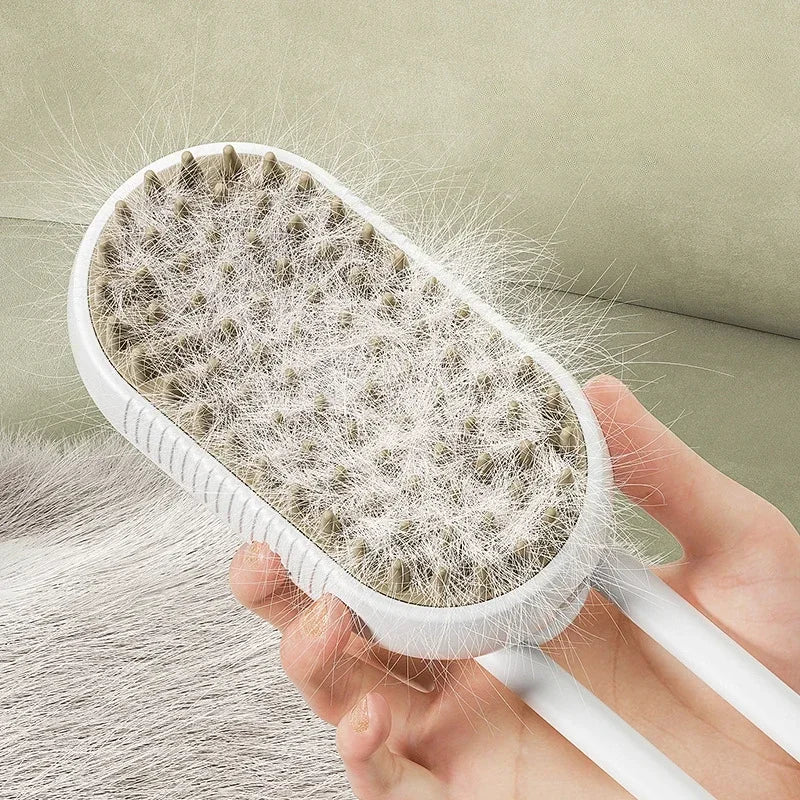 Cat Steam Brush,Pet Hair Steamy Brushes for Massaging and Cleaning Shedding (Khaki)