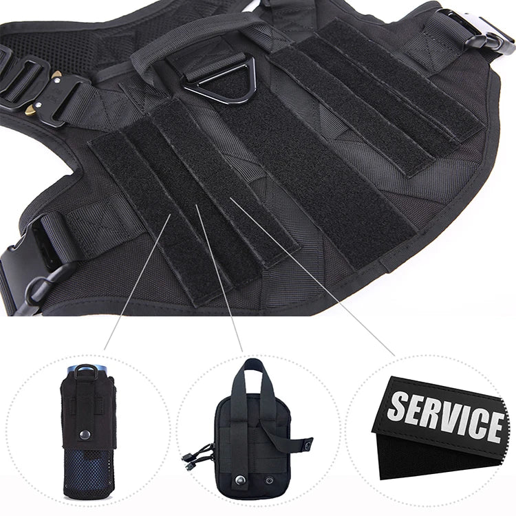 Tactical Dog Harness Military Training K9 Padded Quick Release Vest Pet Training Dog Harness For Set Small Medium Large Dogs