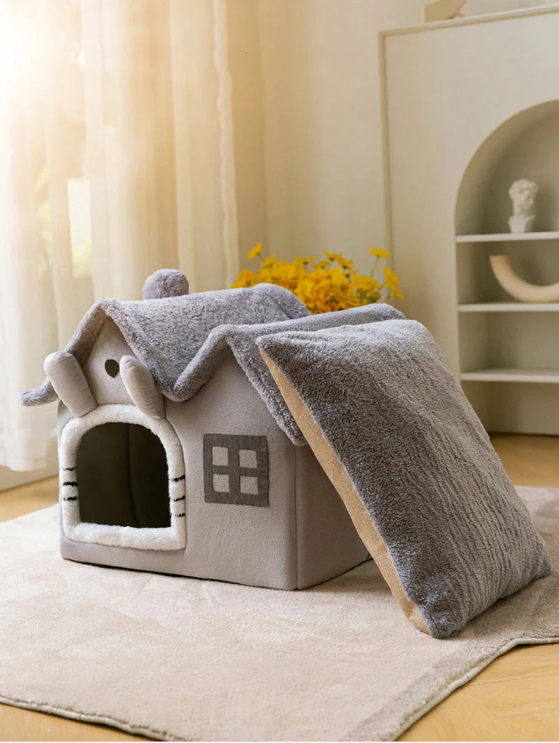 Foldable Dog House Kennel Bed Mat For Small Medium Dogs Cats Winter Warm Cat Bed Nest Pet Products Basket Pets Puppy Cave Sofa