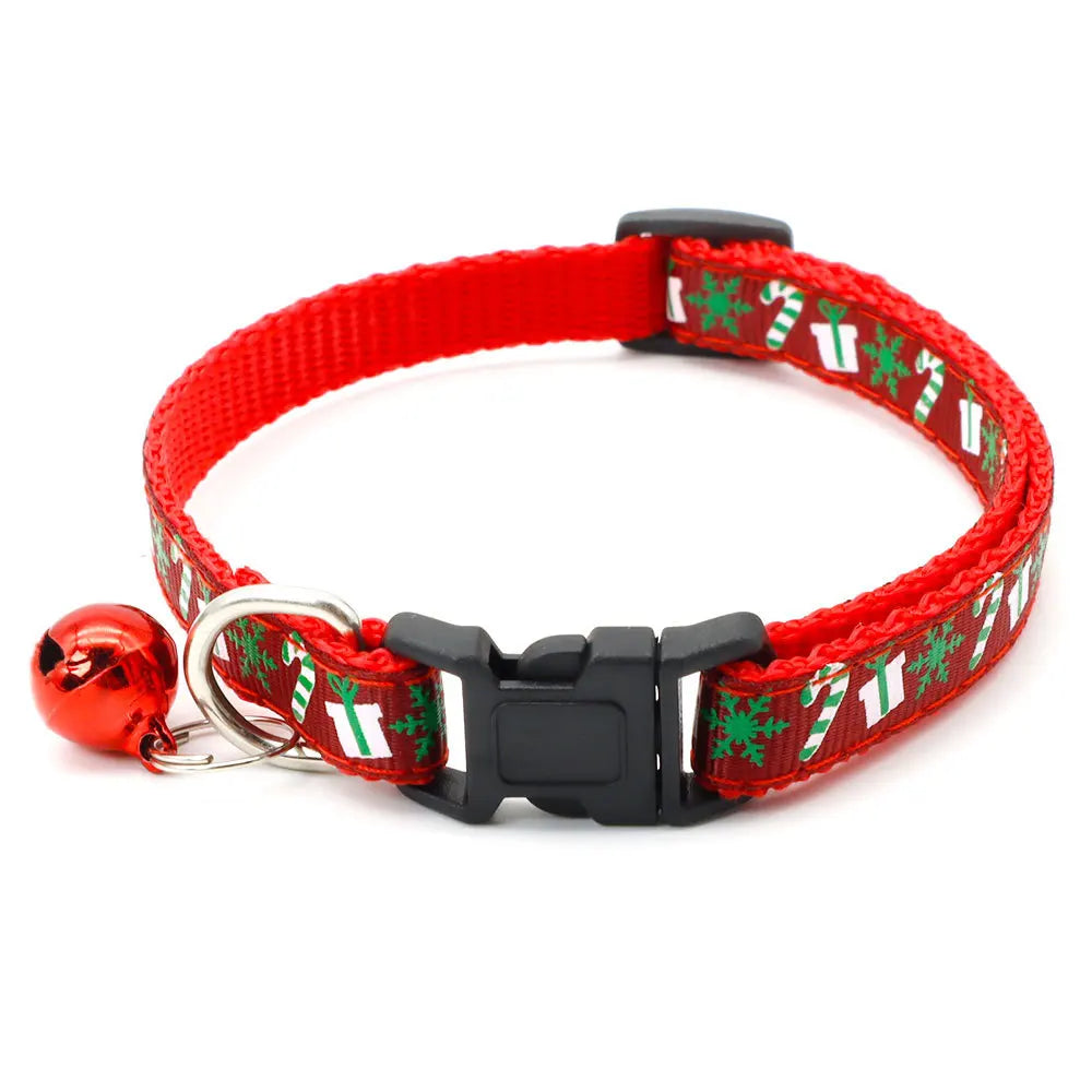 Pet Collar with Bell Adjustable Buckle Cats Dogs Collar Christmas Personalized Kitten Puppy Hamesses Small Animal Accessories