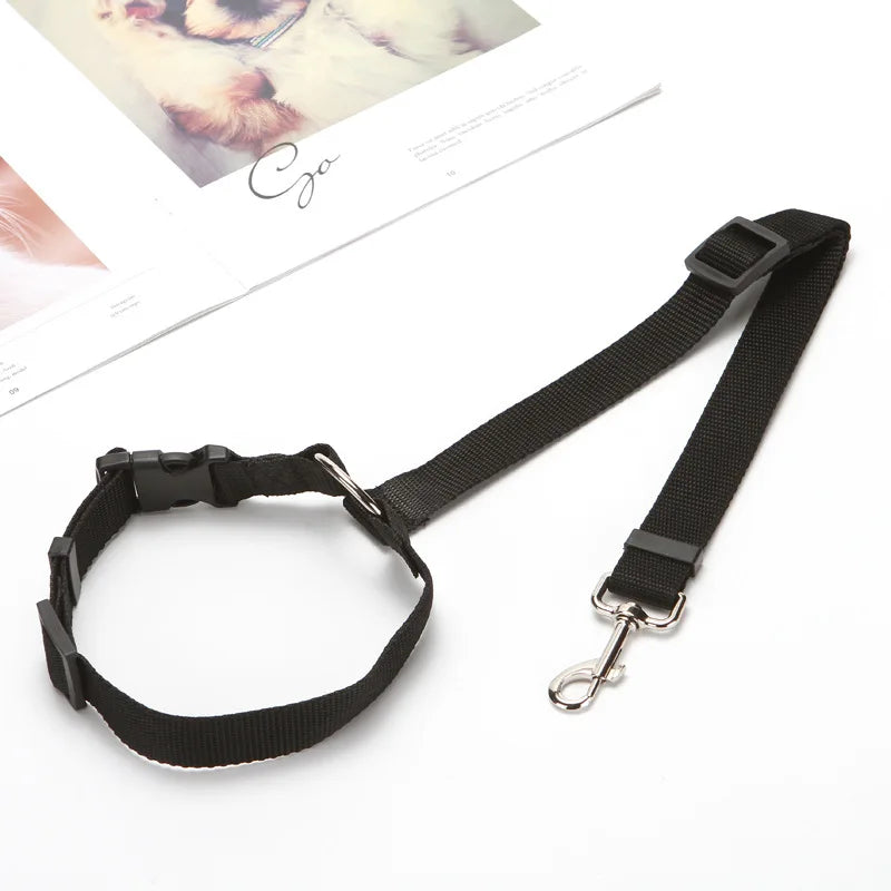 Solid Color Two-in-one Pet Car Seat Belt Nylon Lead Leash Backseat Safety Belt Adjustable Dogs Harness Collar Pet Accessories